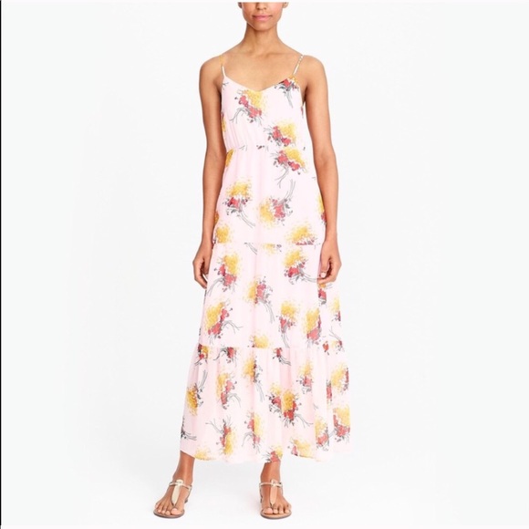 J. Crew Dresses & Skirts - J. Crew Dress Mercantile Pink Floral Tiered Maxi